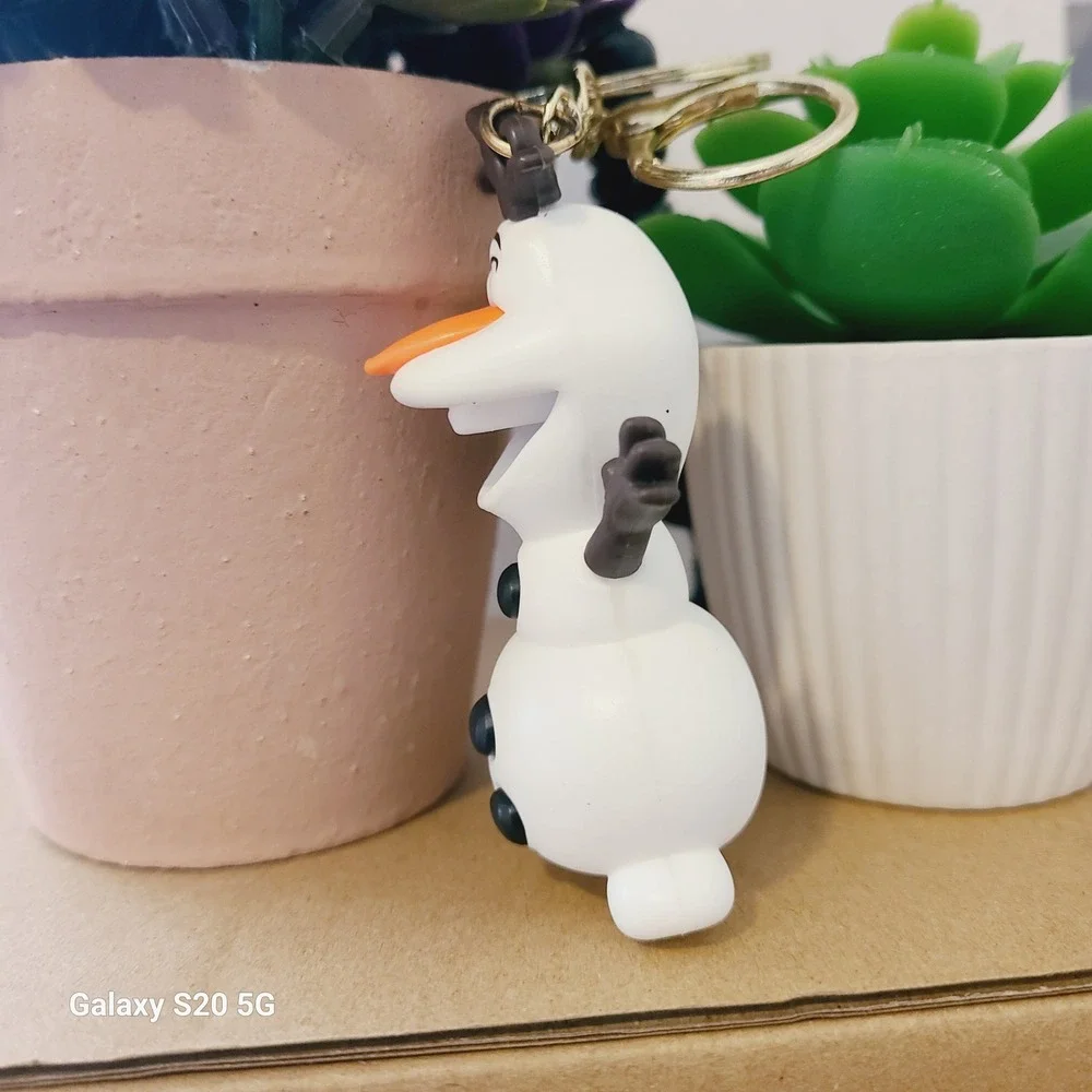Disney Frozen Olaf Snowman 3D Rubber Keychain Gold Tone‎ Bag Charm Accessory